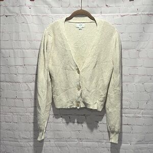 Aerie‎ Cream Button-Up Knit Cardigan Sweater Woman’s Size Large